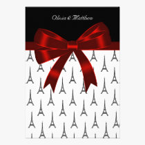 Eiffel Tower Red Bow 5x7 Wedding Invitations invitations
