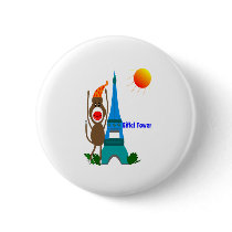 Eiffel Tower Sock Monkey Gifts buttons