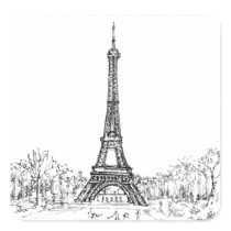 Eiffel Tower Square Sticker