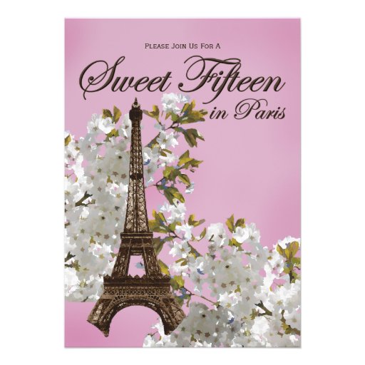 Eiffel Tower Sweet 15 Fifteen Invitations Lilac