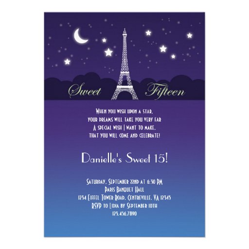 Eiffel Tower Sweet Sixteen Invitation