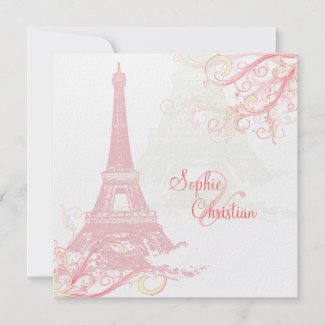 Eiffel Tower + swirls Wedding Invitations invitation