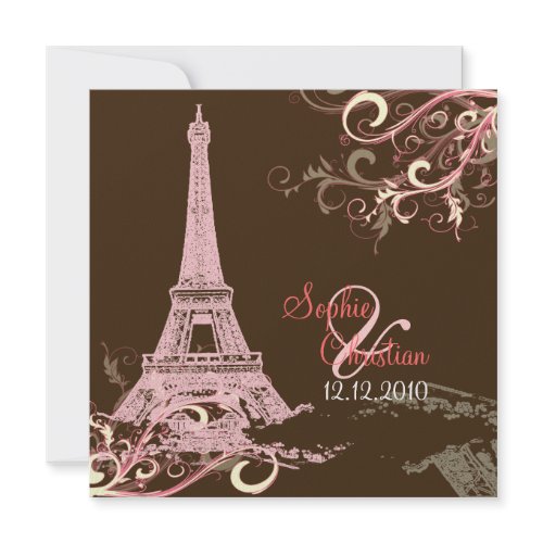 Eiffel Tower + swirls Wedding Invitations invitation