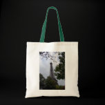 Eiffel Tower view between foliage bags