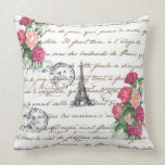 Eiffel Tower Vintage Roses Paris Pillow