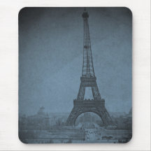 Eiffel Tower Vintage Stereoview Cyan Tone Mouse Pads