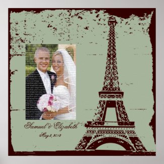 Eiffel Tower Wedding Framed Photo Collage print