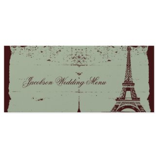 Eiffel Tower Wedding Menus rackcard