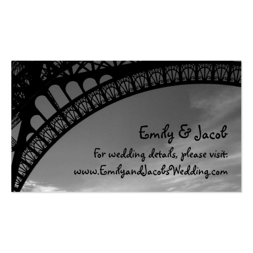 Eiffel Tower Wedding Website Insert Cards Business Cards (front side)