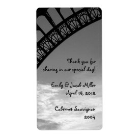 Eiffel Tower Wedding Wine Labels label
