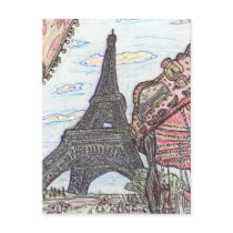 Eiffel Tower with carousal postcards by ILOVEDARI Eiffel Tower with carousal postcards