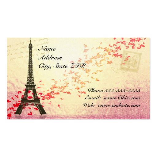 Eiffel Tower with floating hearts Business Cards