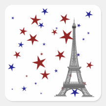 Eiffel Tower with Stars Square Sticker