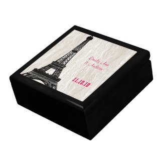 Eiffel Tower Wood Grain Keepsake Jewellery Box giftbox