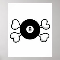 eight 8 ball Skull and Crossbones Print