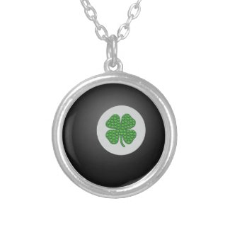 Eight ball bearing an emoji shamrock for good luck custom necklace