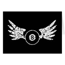 Eight ball with wings - billiards - pool card