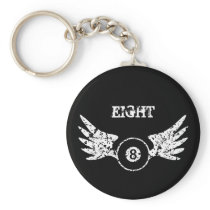 Eight ball with wings - billiards - pool keychains