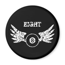 Eight ball with wings - billiards - pool fridge magnets