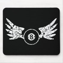 Eight ball with wings - billiards - pool mouse pads