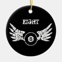Eight ball with wings - billiards - pool christmas ornaments