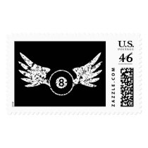 Eight ball with wings - billiards - pool postage stamps