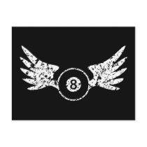 Eight ball with wings - billiards - pool postcard
