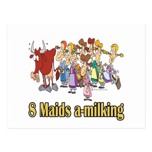 Eight Maids A Milking 8th Eighth Day Christmas Postcard Zazzle
