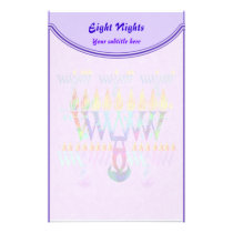 Eight Nights Menorah Purple Chanukah Stationery stationery