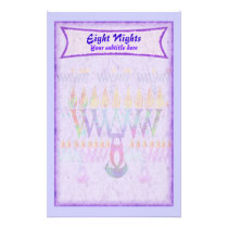 Eight Nights Menorah Purple Chanukah Stationery stationery