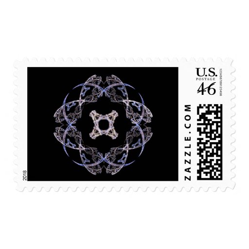 Eight Petal Blue and Brown Fractal Art Postage
