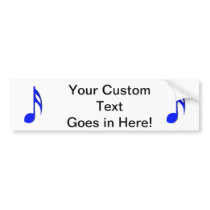 eighth note blue black musical bumper stickers