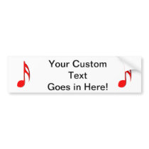 eighth note red black music design.png bumper sticker