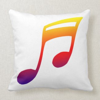 Eighth notes red yellow blue music design throw pillows
