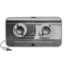 Eighties throwback, cassette tape digital art. travelling speakers