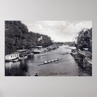 Eights Crew Rowing, Oxford England Vintage print