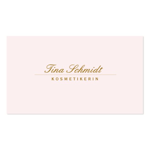 Einfache elegante Kosmetik Salon Spa Rosa Business Card Templates (front side)