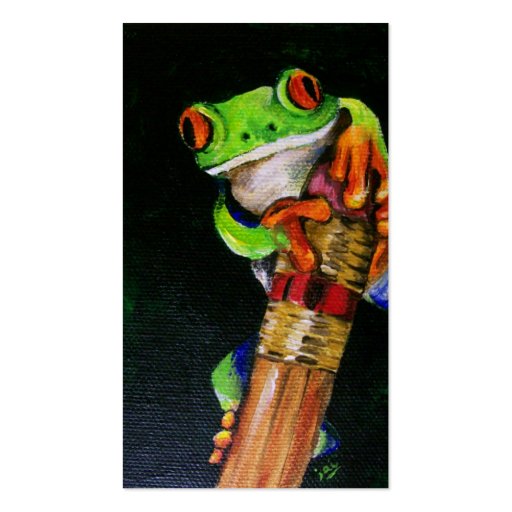 Einstein the Red-Eyed Tree Frog Business Cards (front side)
