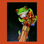 tree, frog, red eyed tree frog, red, eye, pencil,