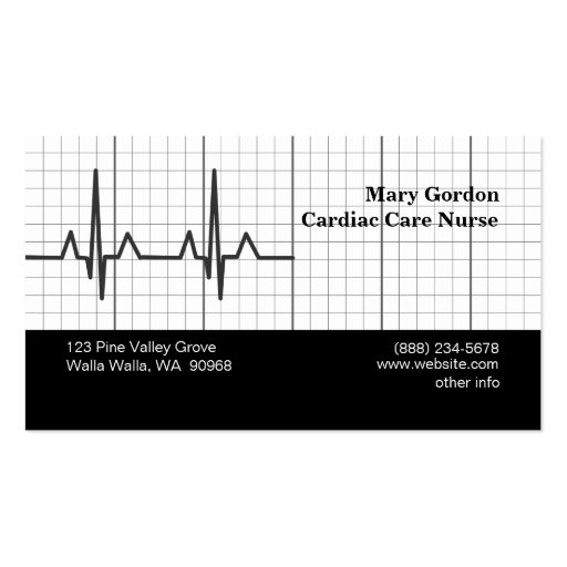EKG Cardiac Care Nurse Medical Business Cards (back side)