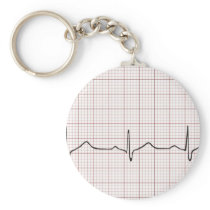 EKG heartbeat on graph paper, pulse beating Key Chain