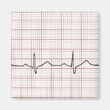 EKG heartbeat on graph paper, pulse beating Fridge Magnets