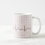 EKG heartbeat on graph paper, pulse beating mugs