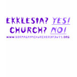Ekklesia? YES! in 2-tone purple on light t-shirt