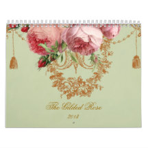 El 2013 color de rosa dorado calendario de pared