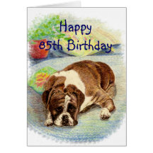 El 85o cumpleaños feliz consigue el perro emociona tarjeta