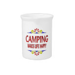 El acampar hace vida feliz jarras
