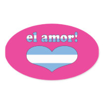 El Amor! - Love in Argentine Valentine's Day Oval Stickers