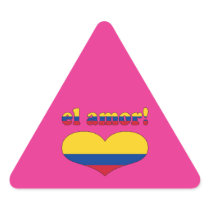 El Amor! - Love in Colombian Valentine's Day Triangle Sticker