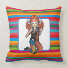El arco iris del niño del payaso raya la almohada 